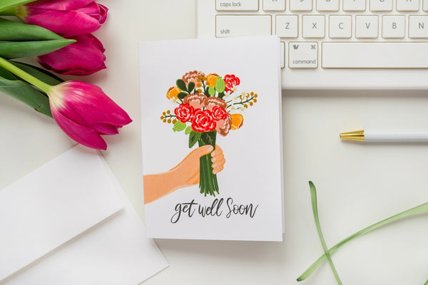 GET WELL SOON FLOWERS CARD
