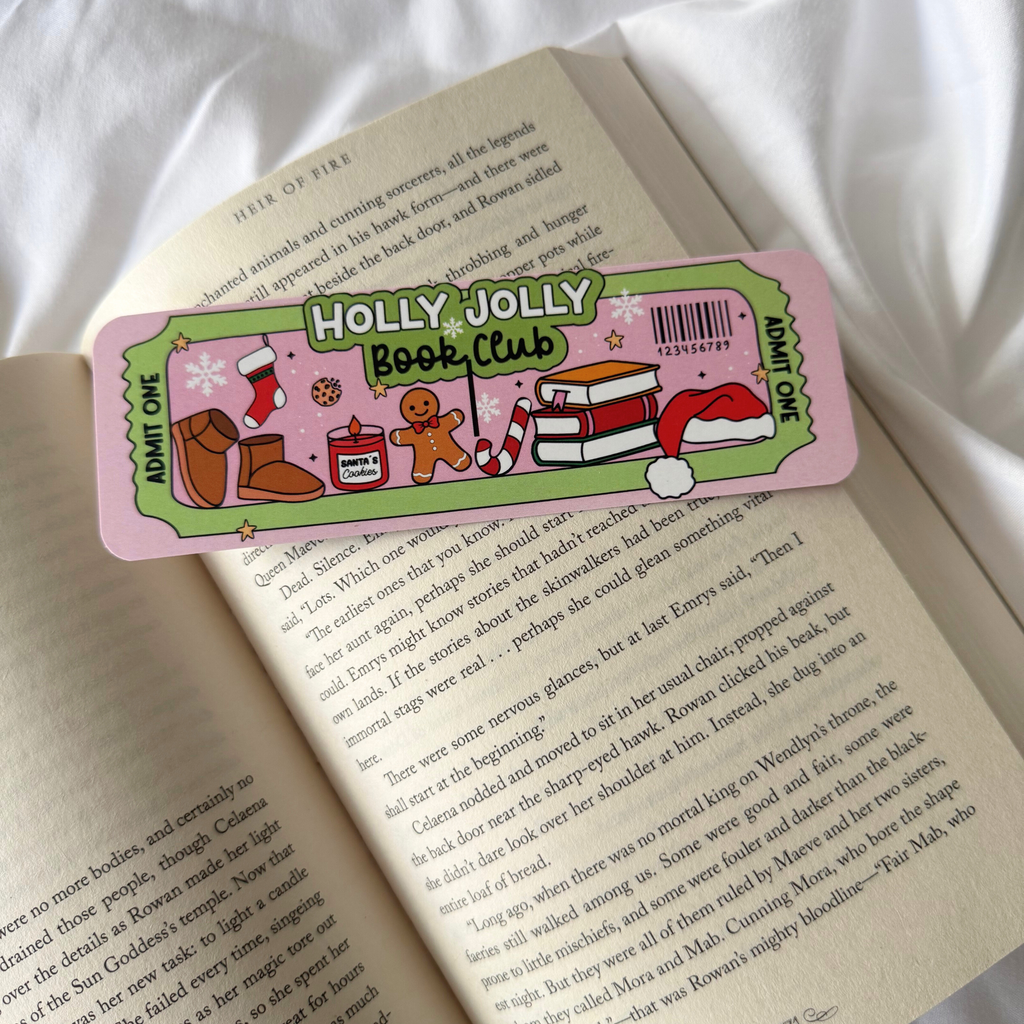 HOLLY JOLLY BOOK CLUB CHRISTMAS BOOKMARK