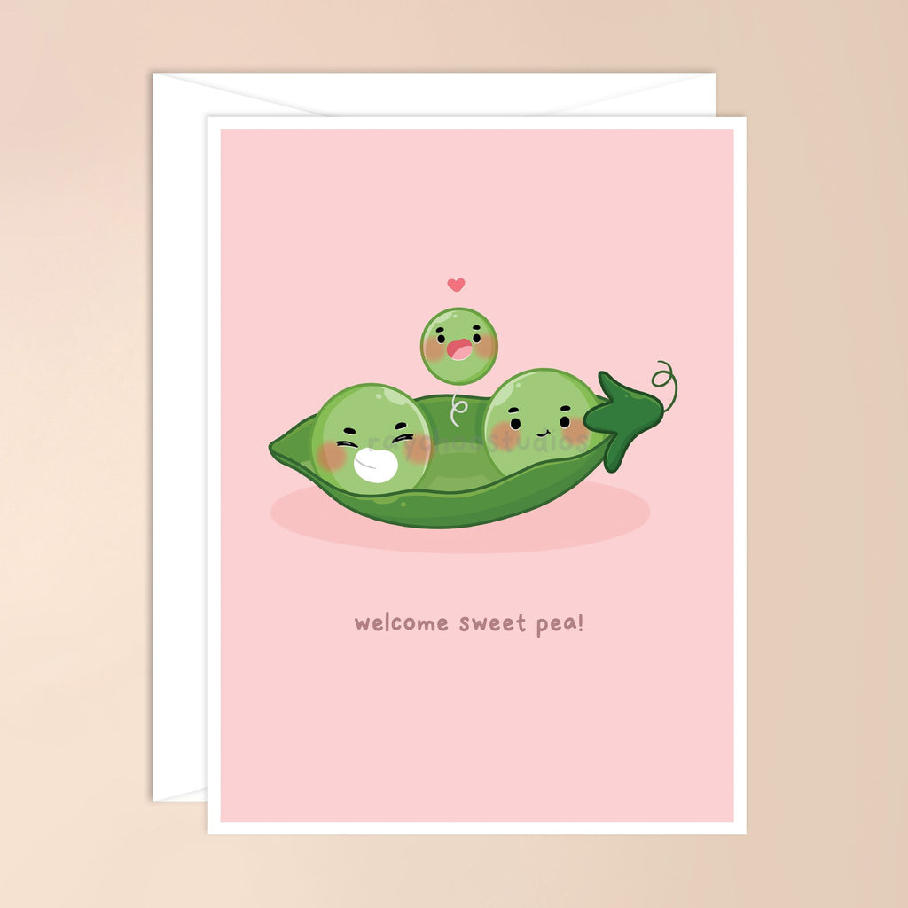 WELCOME SWEET PEA BABY CARD - PINK - 1
