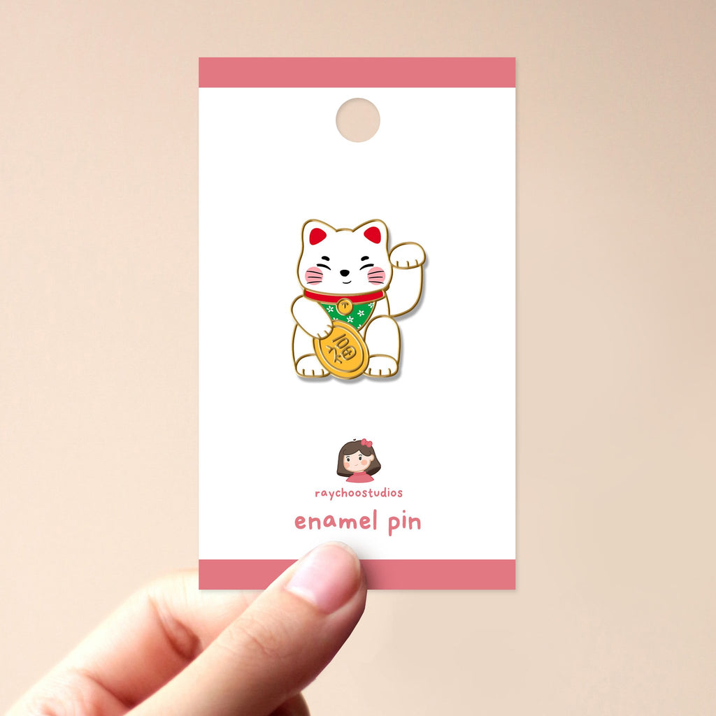 LUCKY CAT ENAMEL PIN - 1