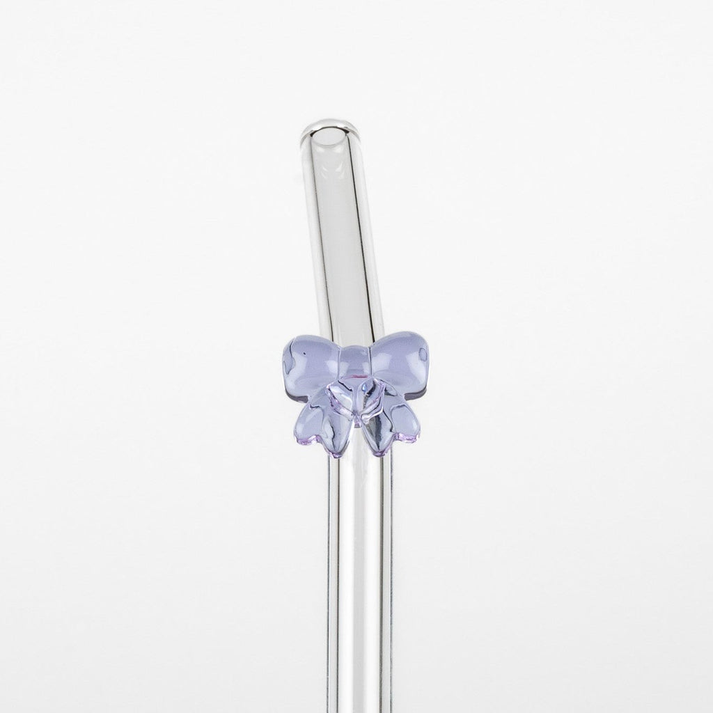 PURPLE BOW GLASS STRAW