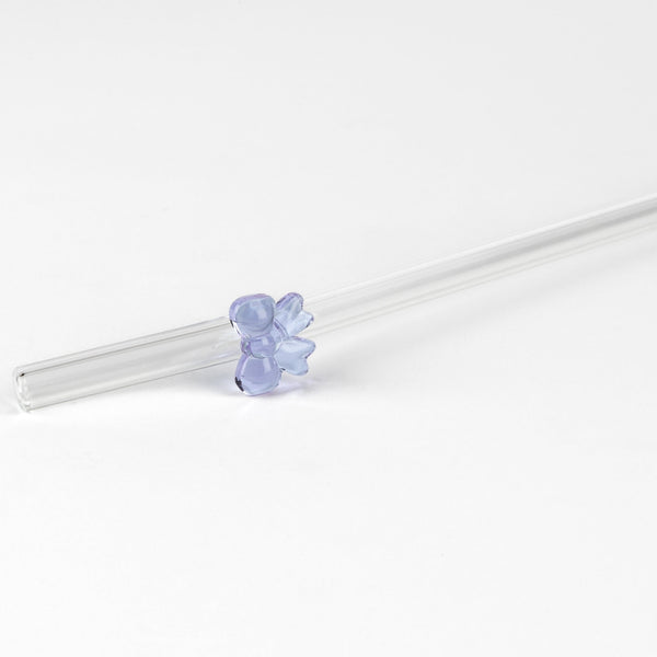 PURPLE BOW GLASS STRAW