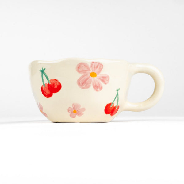 PINK FLORAL CERAMIC MUG