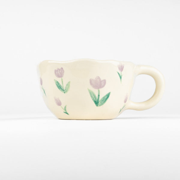PURPLE FLORAL CERAMIC MUG