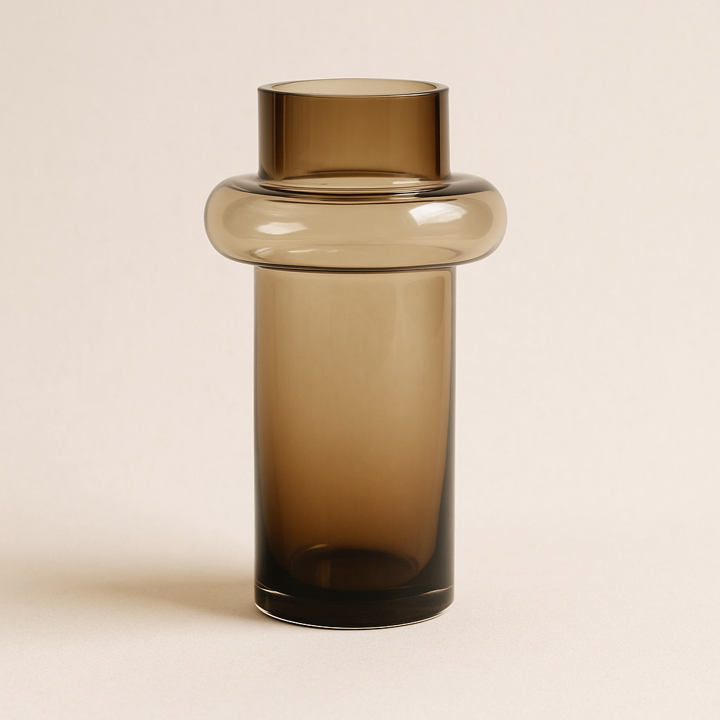 BAGUE SMOKEY BROWN GLASS VASE
