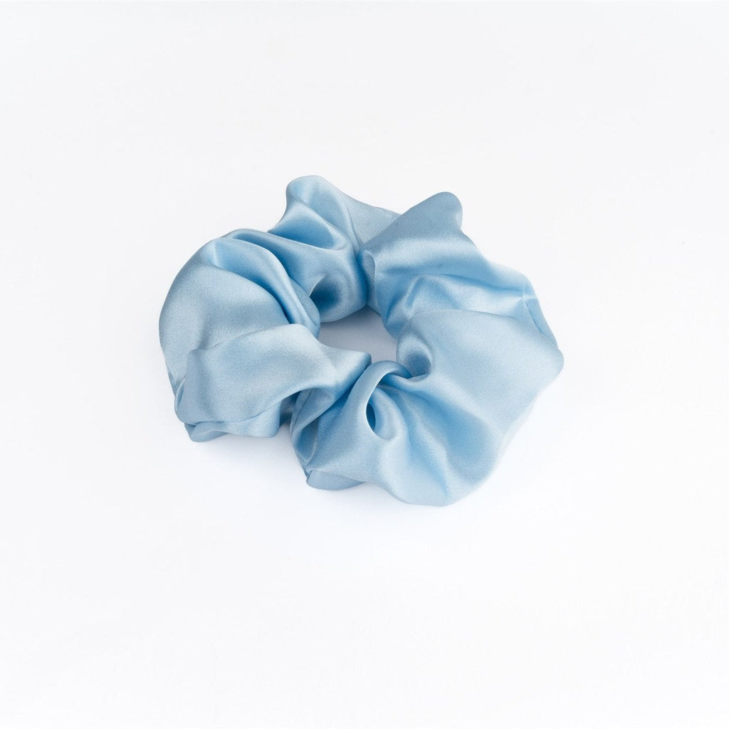 MULBERRY SILK LARGE SCRUNCHIE - LIGHT BLUE