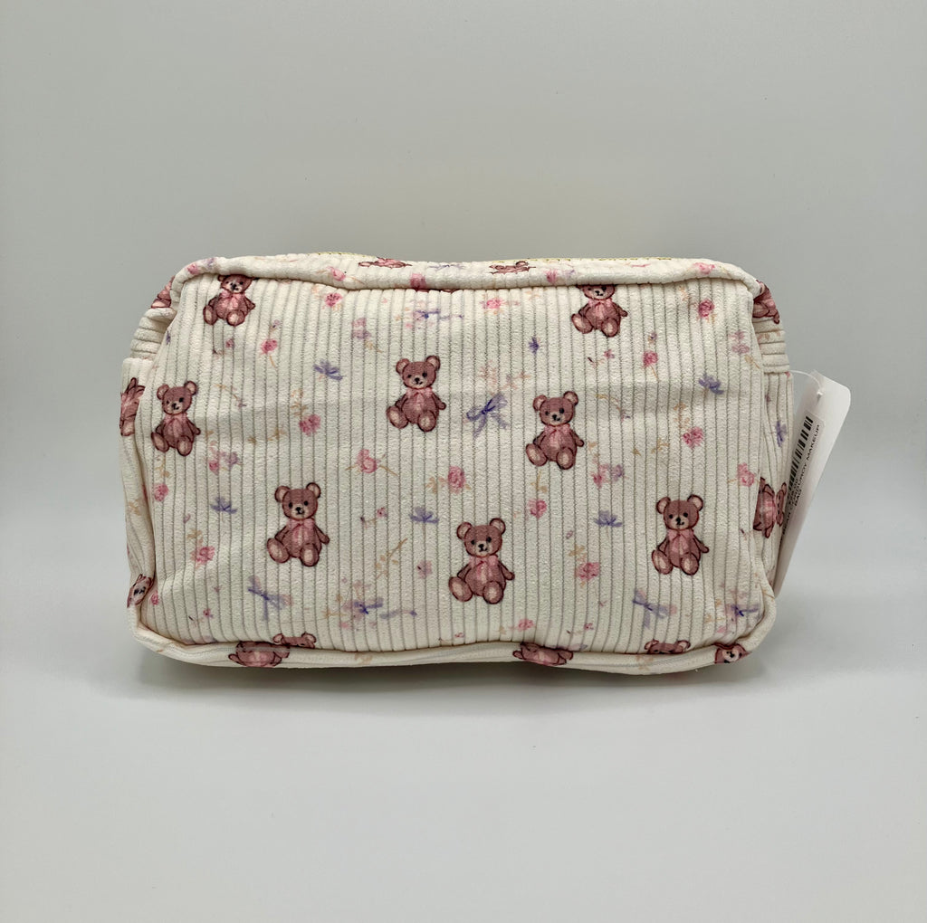 TEDDY BEAR CORDUROY MAKEUP BAG