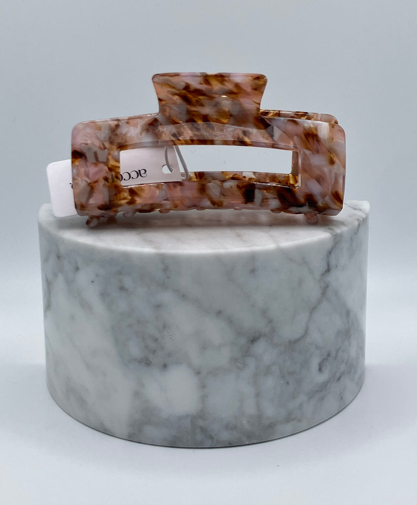 XL ACETATE CLAW CLIP - BROWN PINK MARBLE
