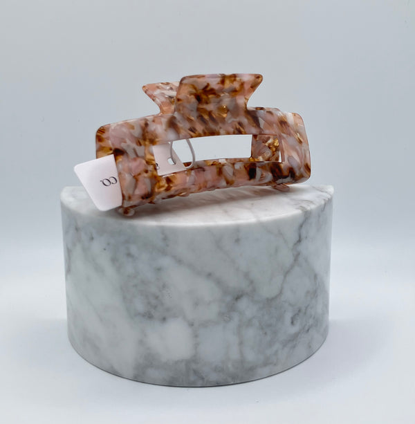 XL ACETATE CLAW CLIP - BROWN PINK MARBLE