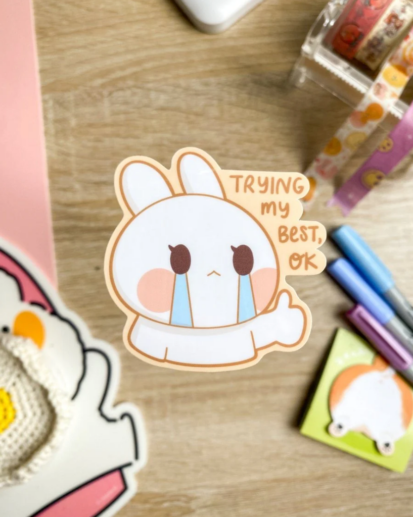 TRYING MY BEST, OK STICKER