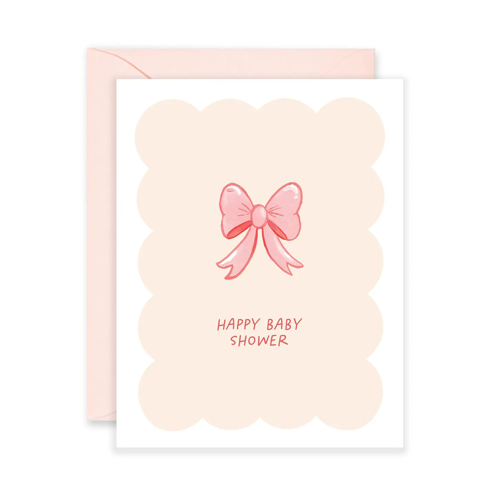 HAPPY BABY SHOWER PINK BOW CARD
