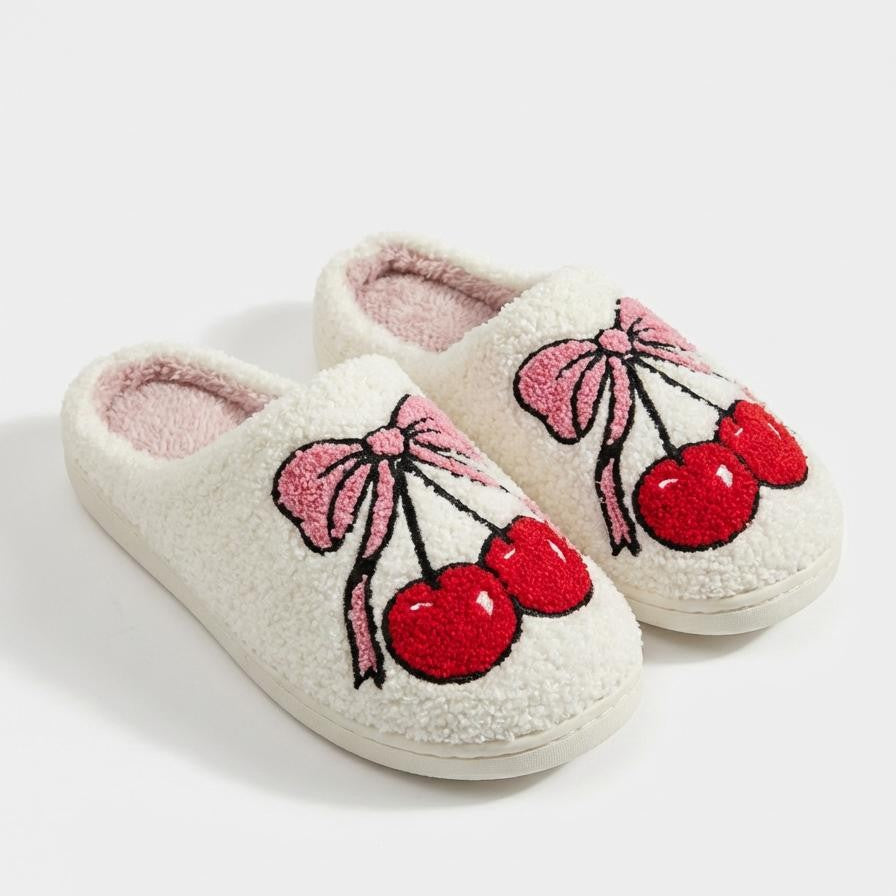 CHERRY BOW SLIPPERS