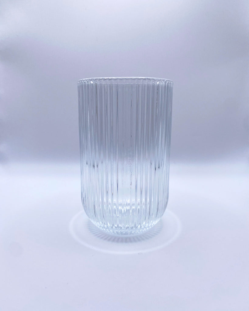 CURVED RIBBED GLASS CUP