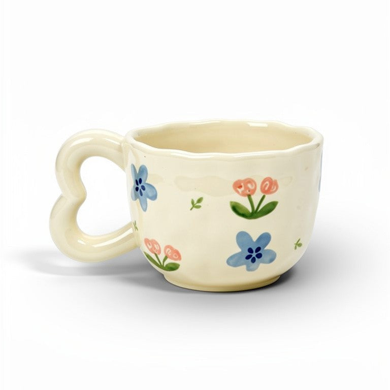 TULIP x BLUE FLOWER MUG HEART HANDLE