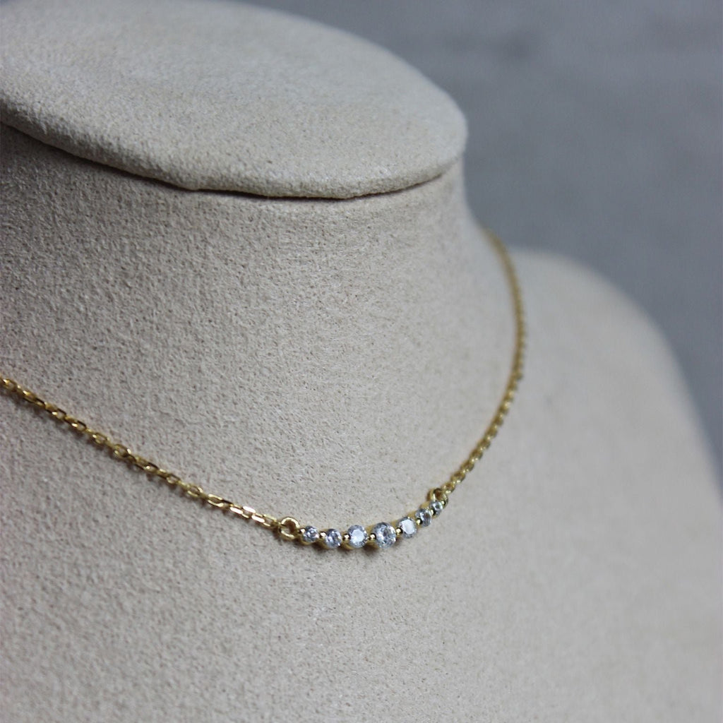 Vermeil 7 Crystal Bar Necklace - 1